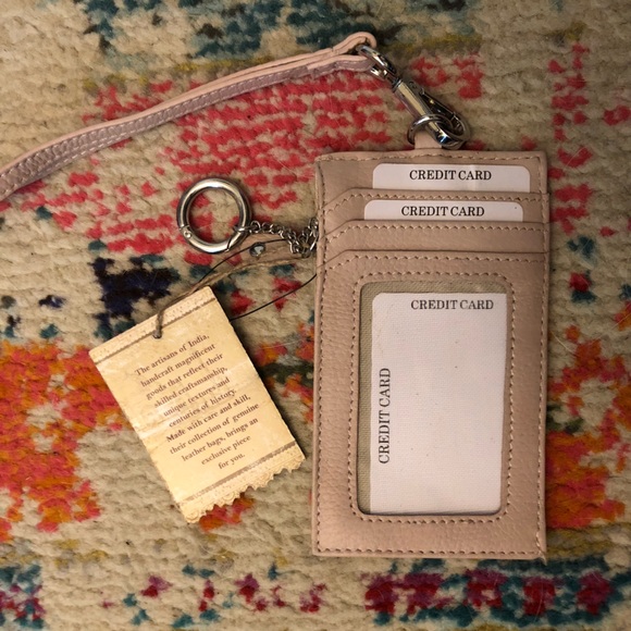 New Handcrafted in India Genuine Leather Keychain Card Holder - Picture 2 of 3